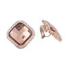 Grace Jun Gold Color Rhinestone Crystal Square Shape Clip on Earrings No Pierced Earrings (Champagne Clip-on)