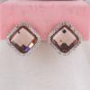 Grace Jun Gold Color Rhinestone Crystal Square Shape Clip on Earrings No Pierced Earrings (Champagne Clip-on) view 2