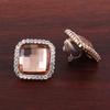 Grace Jun Gold Color Rhinestone Crystal Square Shape Clip on Earrings No Pierced Earrings (Champagne Clip-on) view 4
