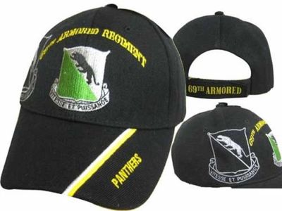 AES U.S. Army 69th Armored Regiment Panthers Embroidered Shadow Black Cap Hat