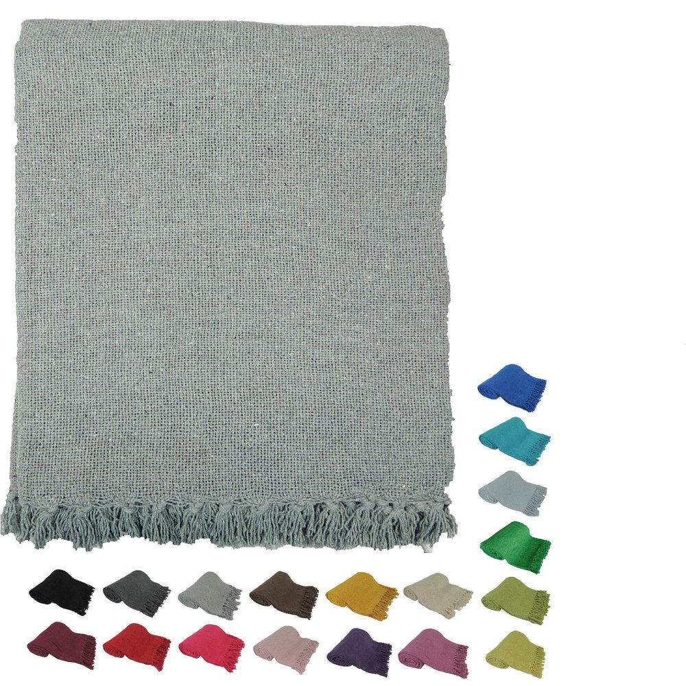 Kakaos Solid Color Cotton Yoga Blankets with Matching Tassels (Gray)