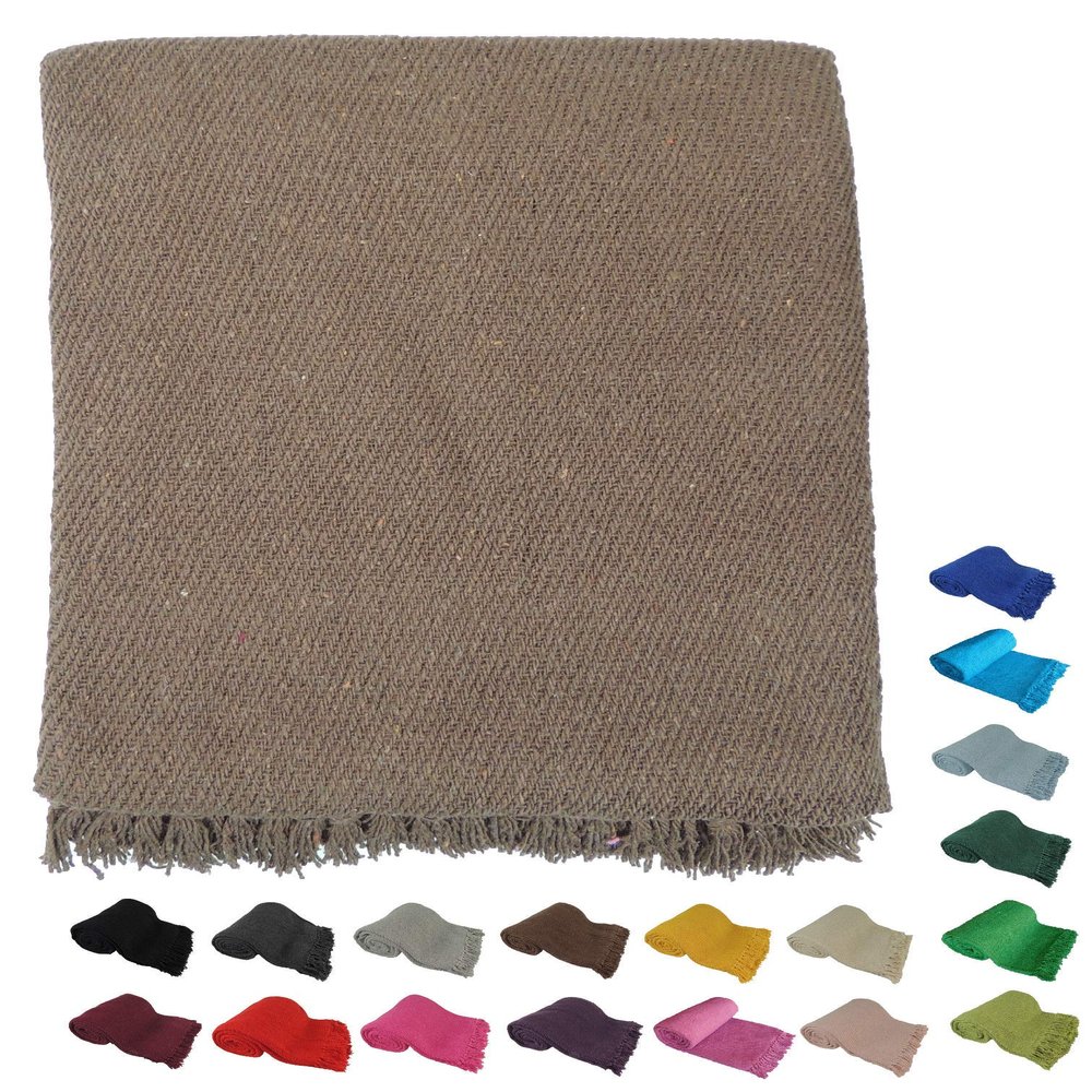 Kakaos Deluxe Solid Color Yoga Blankets with Matching Tassels (Brown)