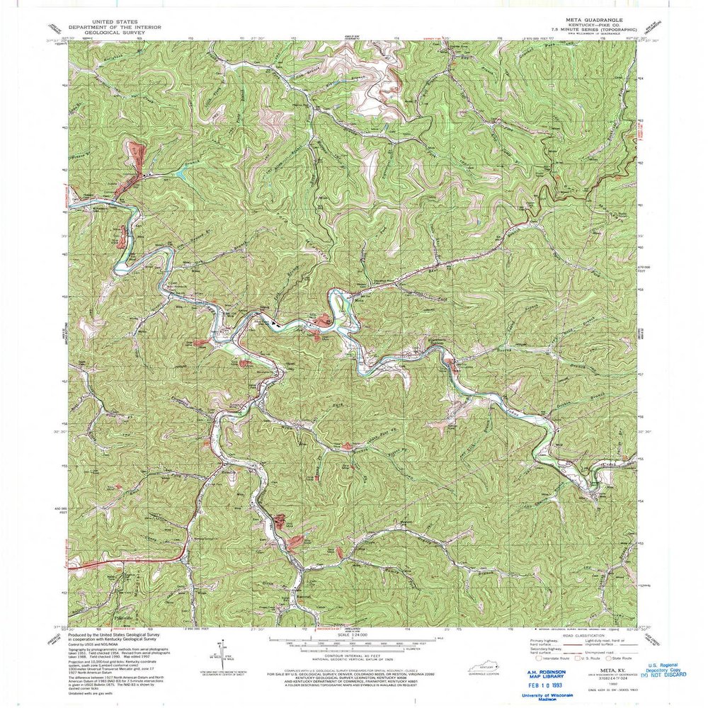 YellowMaps Meta KY topo map, 1:24000 Scale, 7.5 X 7.5 Minute, Historical, 1992, Updated 1992, 27.4 x 22.5 in - Tyvek