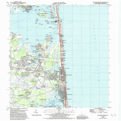 YellowMaps Bethany Beach DE topo map, 1:24000 Scale, 7.5 X 7.5 Minute, Historical, 1984, Updated 1992, 27 x 22 in - Tyvek