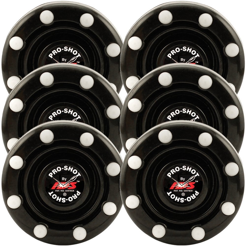 6 Pack of IDS Roller Hockey Puck Pro Shot (Black)