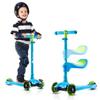 Lascoota 2-in-1 Kids Scooter - Seated-to-Stand Kids Scooter with Removable Seat - Adjustable Handlebar Height & Lean-to-Steer Balance - Glow-in-the-Dark LED Wheels - Blue/Yellow, Ages 3-10, 100 lb Max view 2