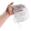 Baby Girl Bonnet Eyelet Lace Cotton Christening Bonnet Toddler Handmade Beanie Sun Protection Hat with Pearl Bow (Big Flowers, 0-3M) view 4
