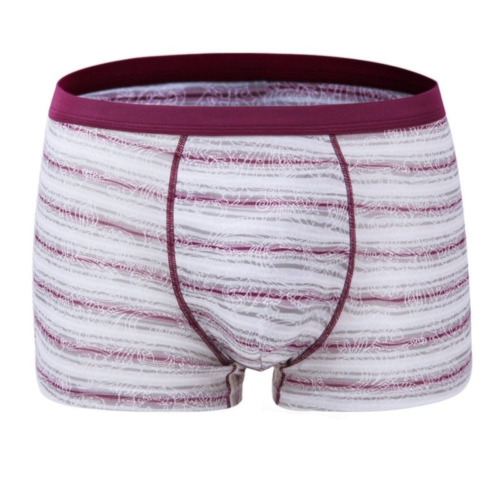 DIOWW Cotton Panties for Men - Silm Striped Shorts Mens Boxer Briefs Stretchy Underwear Plus Size Panties (3XL, Red)