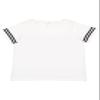 LAT Ladies' Curvy Fit Premium Jersey V- Neck Short Sleeve Football Tee, White Solid/Black, 14/16 view 1