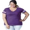 LAT Ladies' Curvy Fit Premium Jersey V- Neck Short Sleeve Football Tee, White Solid/Black, 14/16 view 4