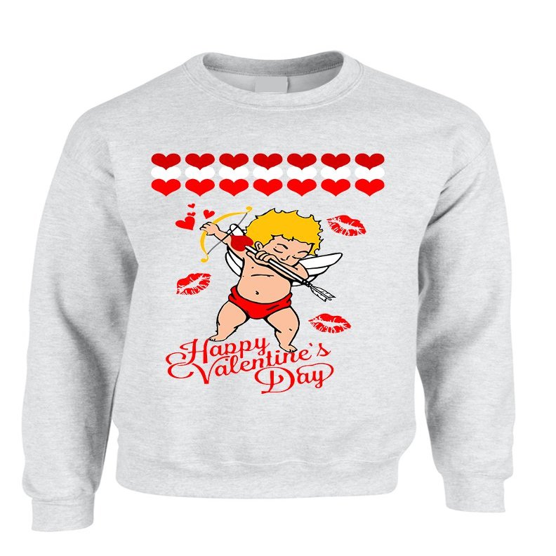 ALLNTRENDS Adult Sweatshirt Dabbing Cupid Cute Valentine's Day Gift Love Top (S, Ash)