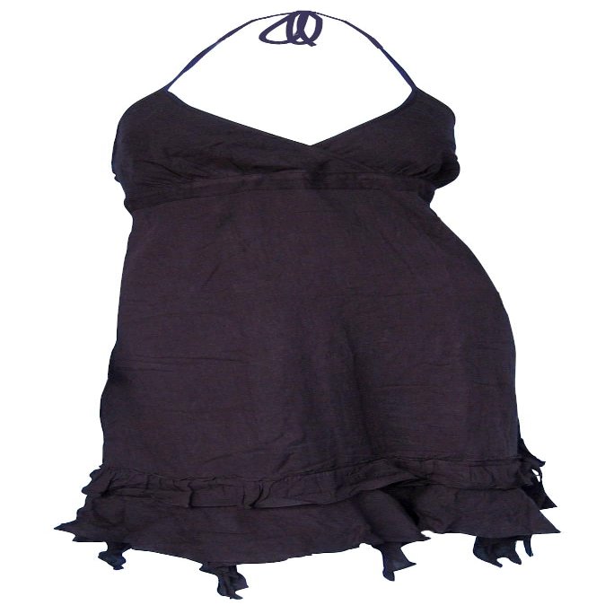 RaanPahMuang Brand Ladies Cross Bust Cotton Gypsy Dress Blade Bottom Hem, Large, Seal Brown