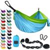Gold Armour Camping Hammock - XL Double Hammock Portable Hammock Camping Accessories Gear for Outdoor Indoor with Tree Straps, USA Based Brand (Sky Blue and Lime Green) view 1