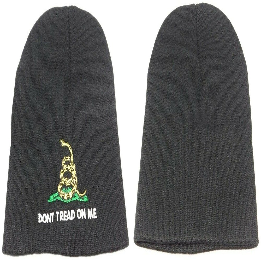8" Black Gadsden Don't Tread On Me Embroidered Winter Beanie Skull Cap Hat