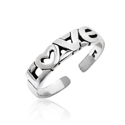 Honolulu Jewelry Company Sterling Silver LOVE with Antique Finish Toe Ring