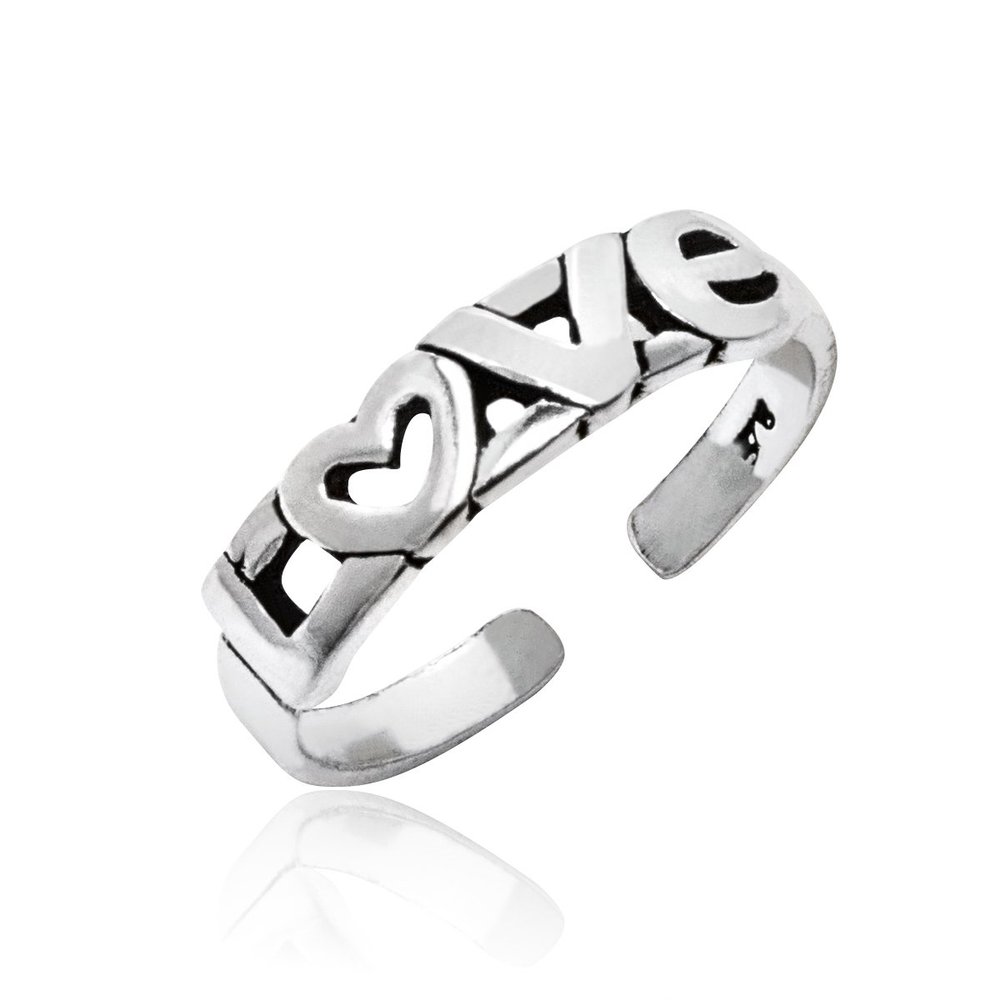 Honolulu Jewelry Company Sterling Silver LOVE with Antique Finish Toe Ring