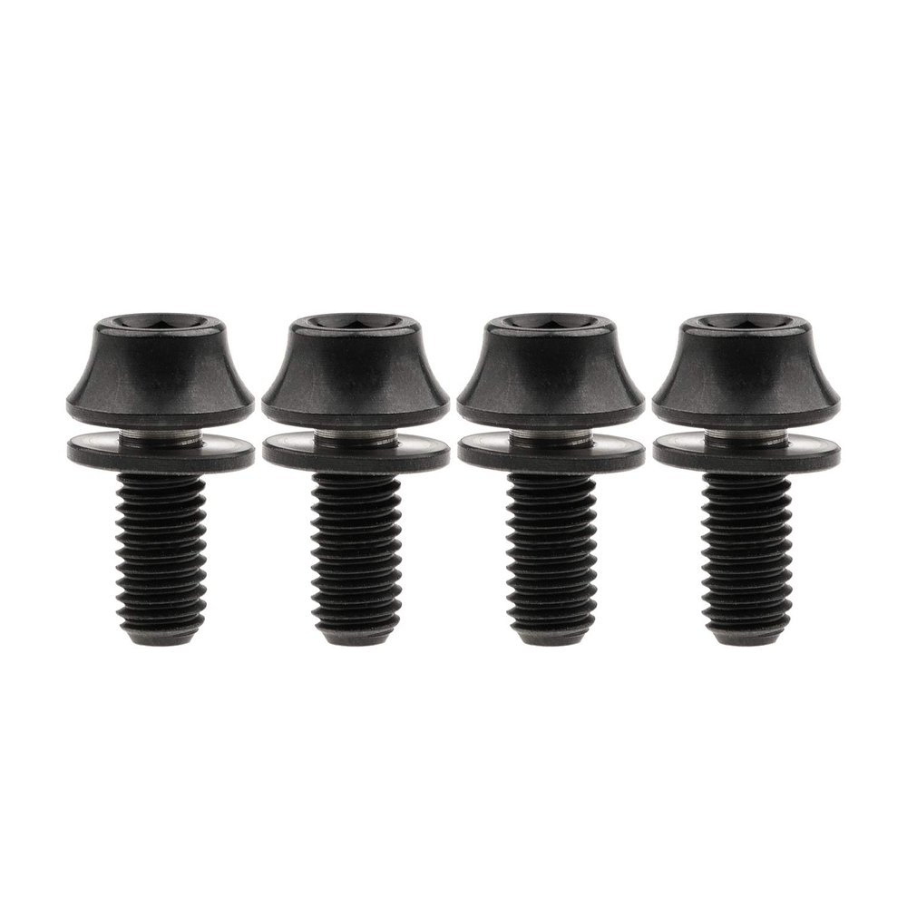 Wanyifa Titanium M5x12mm with Washers Bicycle Water Bottle Cage Hex Bolts Pack of 4 (Black)