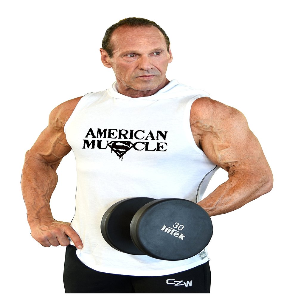 Crazee Wear Style 670V White,American Muscle, Summer Cool, Light Weight, Fitted V-Neck,Bodybuilding, Workout Shirt