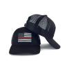 AES USA American Thin Red Line Trucker Mesh Black 3D Embroidered Cap Hat view 1