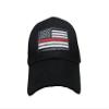 AES Thin Red Line Low Profile Fireman Baseball Cap - Black Firefighters USA Flag Hat view 4