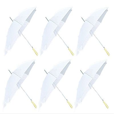 Barton Outdoors 60" White Wedding Umbrella, 6 Pack
