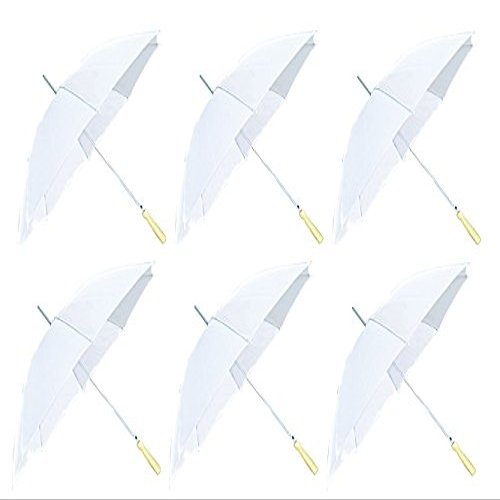 Barton Outdoors 60" White Wedding Umbrella, 6 Pack