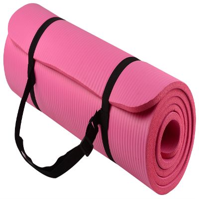 Yoga Mat with Bag and Strap Premium Slip Resistant Exercise Mat, 10mm thick, 72 x 24 inches, Perfect for Yoga, Pilates, Stretching, Floor exercise and Toning workouts (Pink)