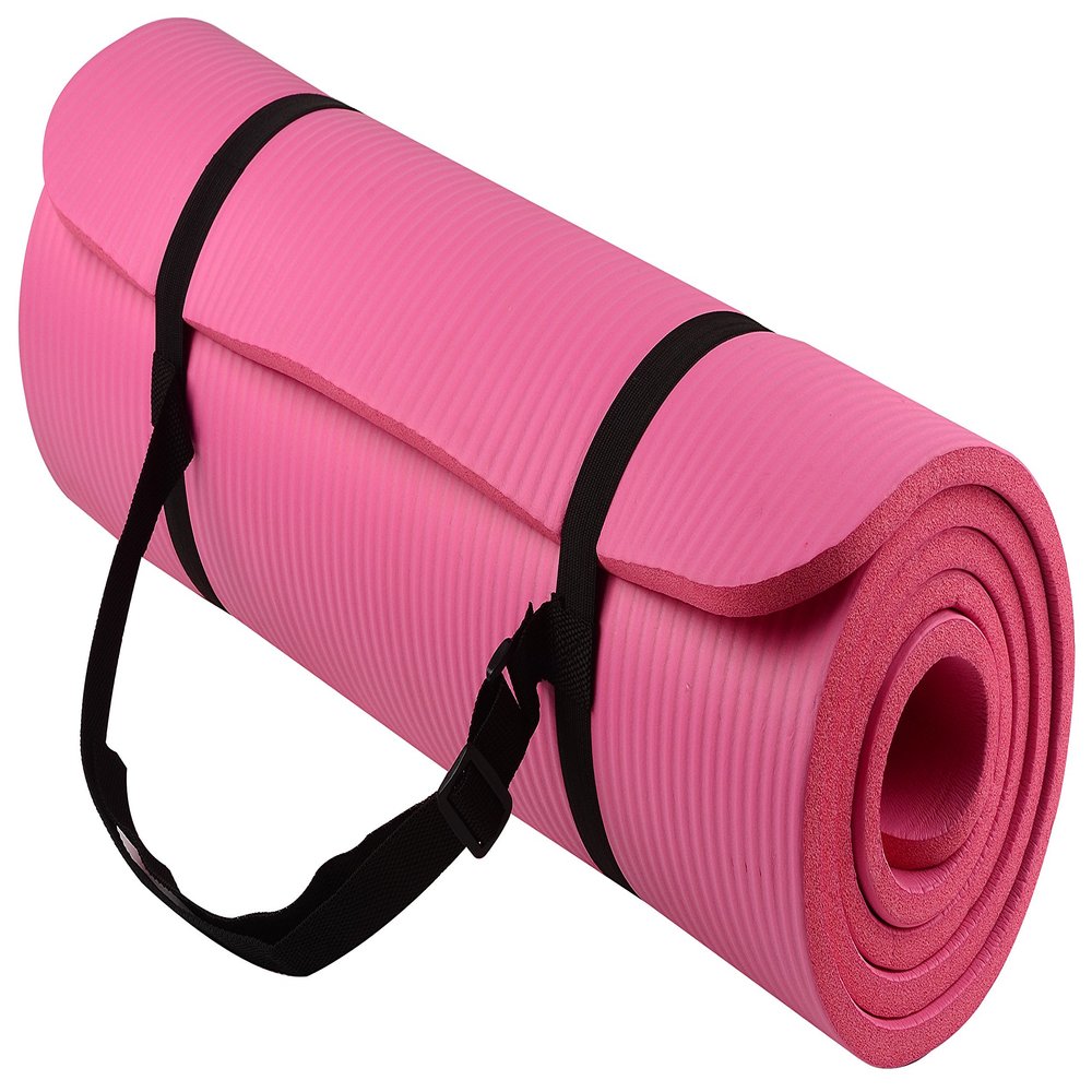Yoga Mat with Bag and Strap Premium Slip Resistant Exercise Mat, 10mm thick, 72 x 24 inches, Perfect for Yoga, Pilates, Stretching, Floor exercise and Toning workouts (Pink)
