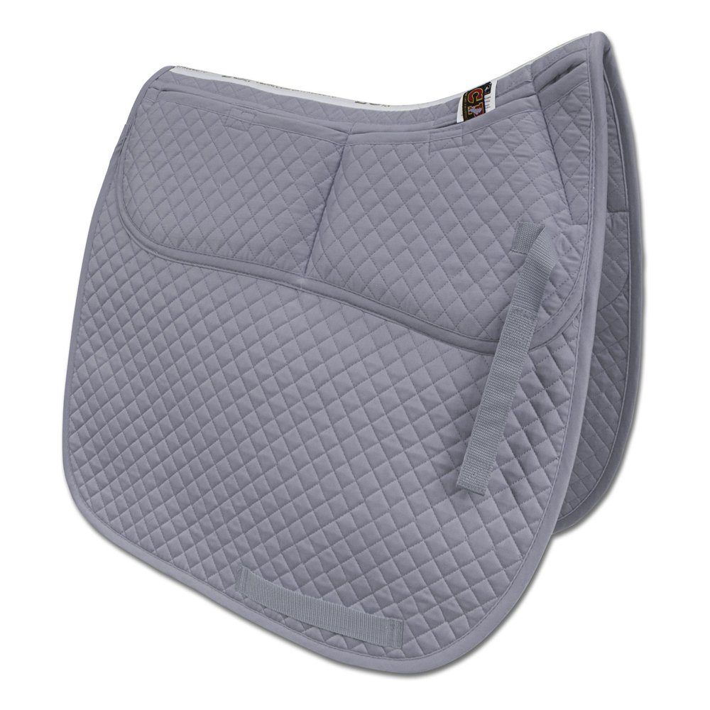 ECP Equine Comfort Products Contoured Correction Dressage Saddle Pad with Adjustable Memory Foam Shims, Quilted Poly-Cotton Design, Pressure Relief for Horses with Swayback or Muscle Loss, Lilac Gray