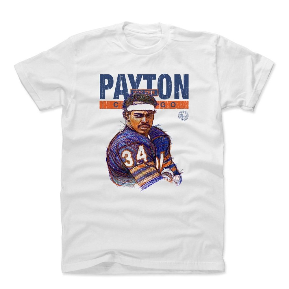 500 LEVEL Walter Payton Shirt (Cotton, XX-Large, White) - Walter Payton Game Face Chicago