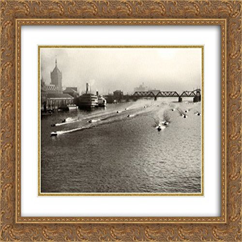 Albany to NY-1932 Outboard Race 2x Matted 18x15 Gold Ornate Framed Art Print
