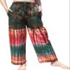 RaanPahMuang Plain Warm Cotton Elastic Waist Pants Pants in Bright Tie Dye, Large, Green Red Multi Color view 2