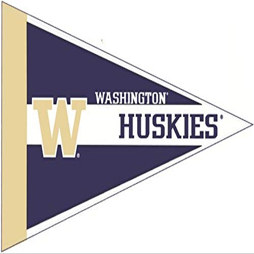 11 Inch Pennant Flag UW W University of Washington Huskies Logo Removable Wall Decal Sticker Art NCAA Home Room Decor 11 by 7 Inches