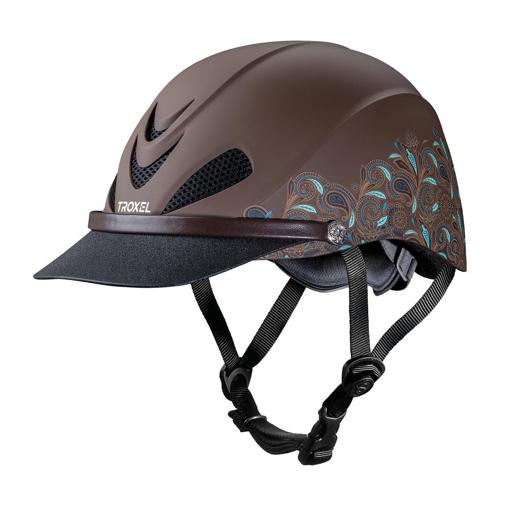 Troxel Dakota Trail Horse Riding Helmet, Low-Profile Light Adjustable Design, Horseback Riding Gear, Extra Large (7-3/8 - 7-3/4), Turquoise Paisley