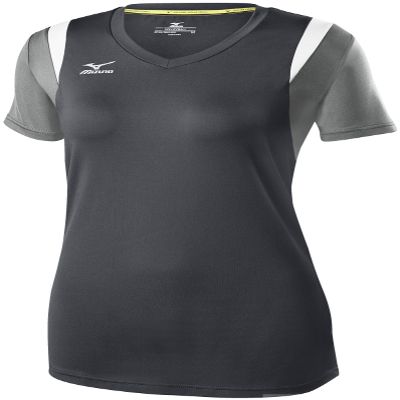 Mizuno Balboa 5.0 Short Sleeve Volleyball Jersey, Youth Medium, Charcoal/Silver