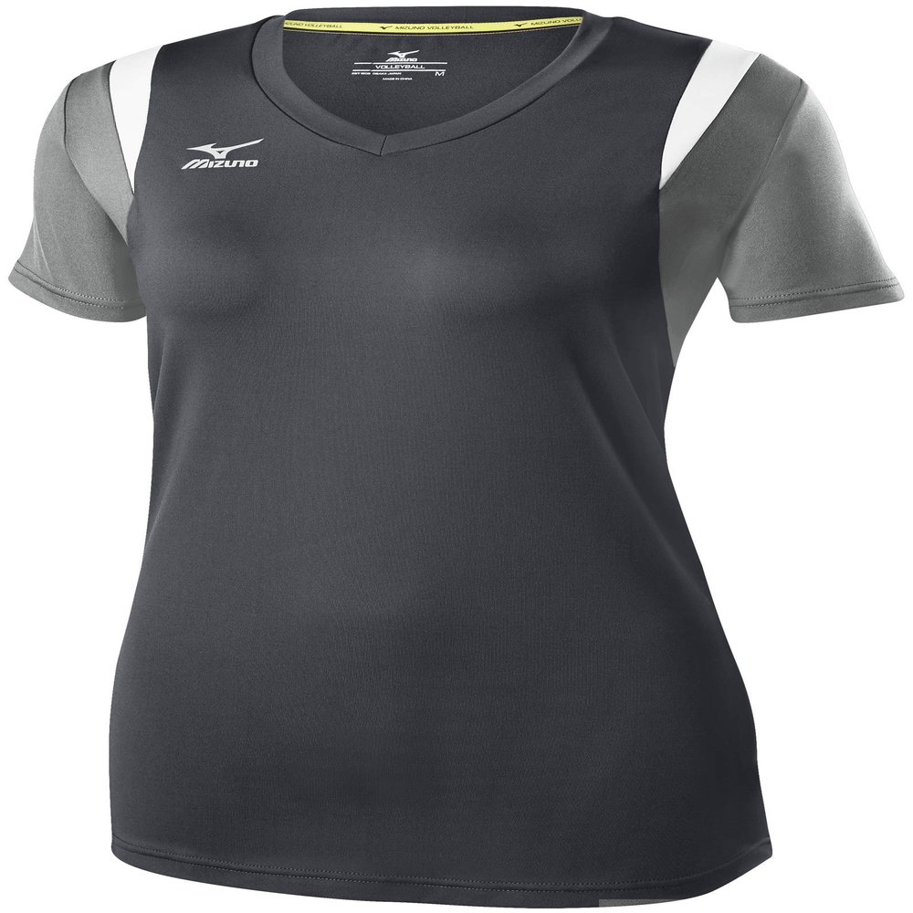 Mizuno Balboa 5.0 Short Sleeve Volleyball Jersey, Youth Medium, Charcoal/Silver