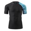 HUGE SPORTS Men's Splice UV Sun Protection UPF 50+ Skins Rash Guard Short Sleeves(Zigzag, XL) view 2