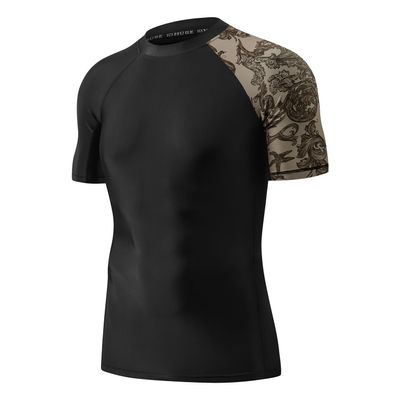 HUGE SPORTS Men's Splice UV Sun Protection UPF 50+ Skins Rash Guard Short Sleeves(Sea Forest, 3XL)