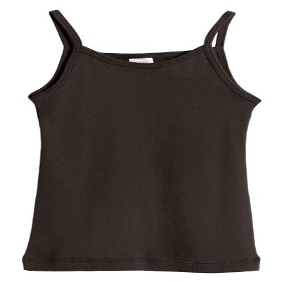 Made in USA Big Girls' Cotton Camisole Cami Tank Top T-Shirt Tee Tshirt Spaghetti Straps Summer Play School Sports Sensitive Skin SPD Sensory Sensitive Clothing - Chocolate - 18/24m