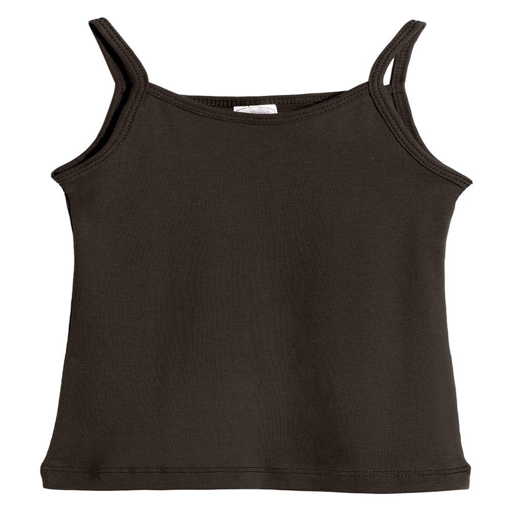 Made in USA Big Girls' Cotton Camisole Cami Tank Top T-Shirt Tee Tshirt Spaghetti Straps Summer Play School Sports Sensitive Skin SPD Sensory Sensitive Clothing - Chocolate - 18/24m