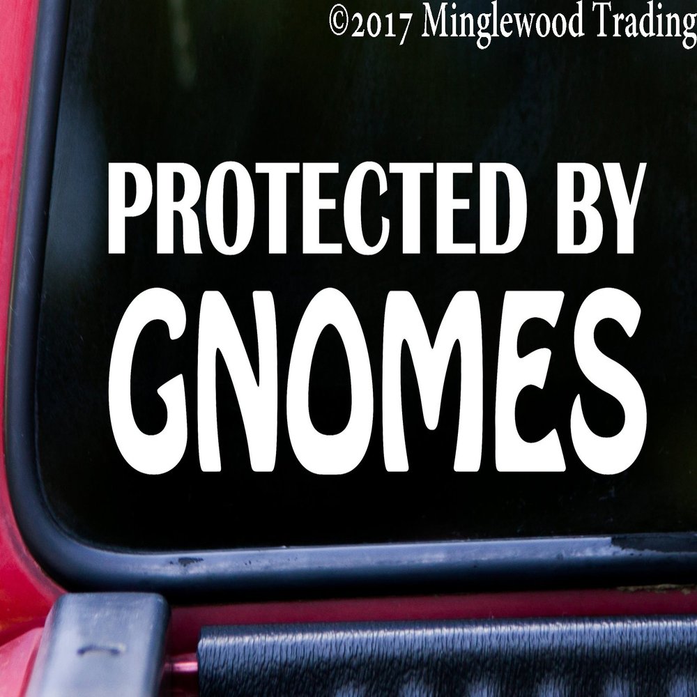 Minglewood Trading Protected by Gnomes 8" x 3" Vinyl Decal Sticker - 20 Color Options - - Green