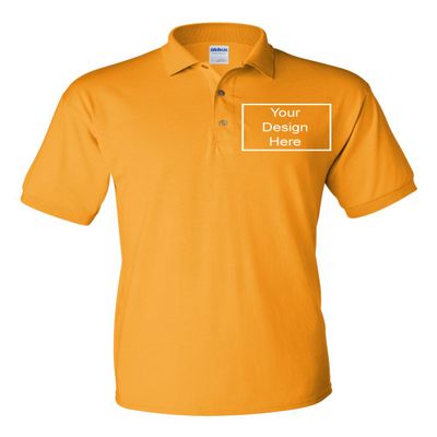 Add Your Own Text Design Custom Personalized Digitally Printed Adult Polo Shirt (Large, Gold)