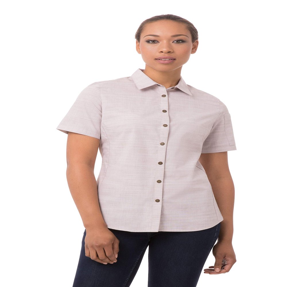 Chef Works Women's Havana Shirt, Taupe, Small
