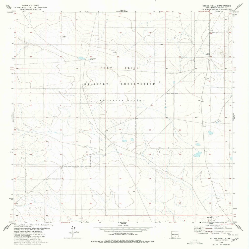Stone Well NM topo map, 1:24000 Scale, 7.5 X 7.5 Minute, Historical, 1980, Updated 1980, 27 x 22 in - Tyvek