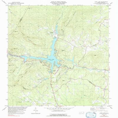 YellowMaps Lake Lure NC topo map, 1:24000 Scale, 7.5 X 7.5 Minute, Historical, 1982, Updated 1992, 26.7 x 21.7 in - Tyvek
