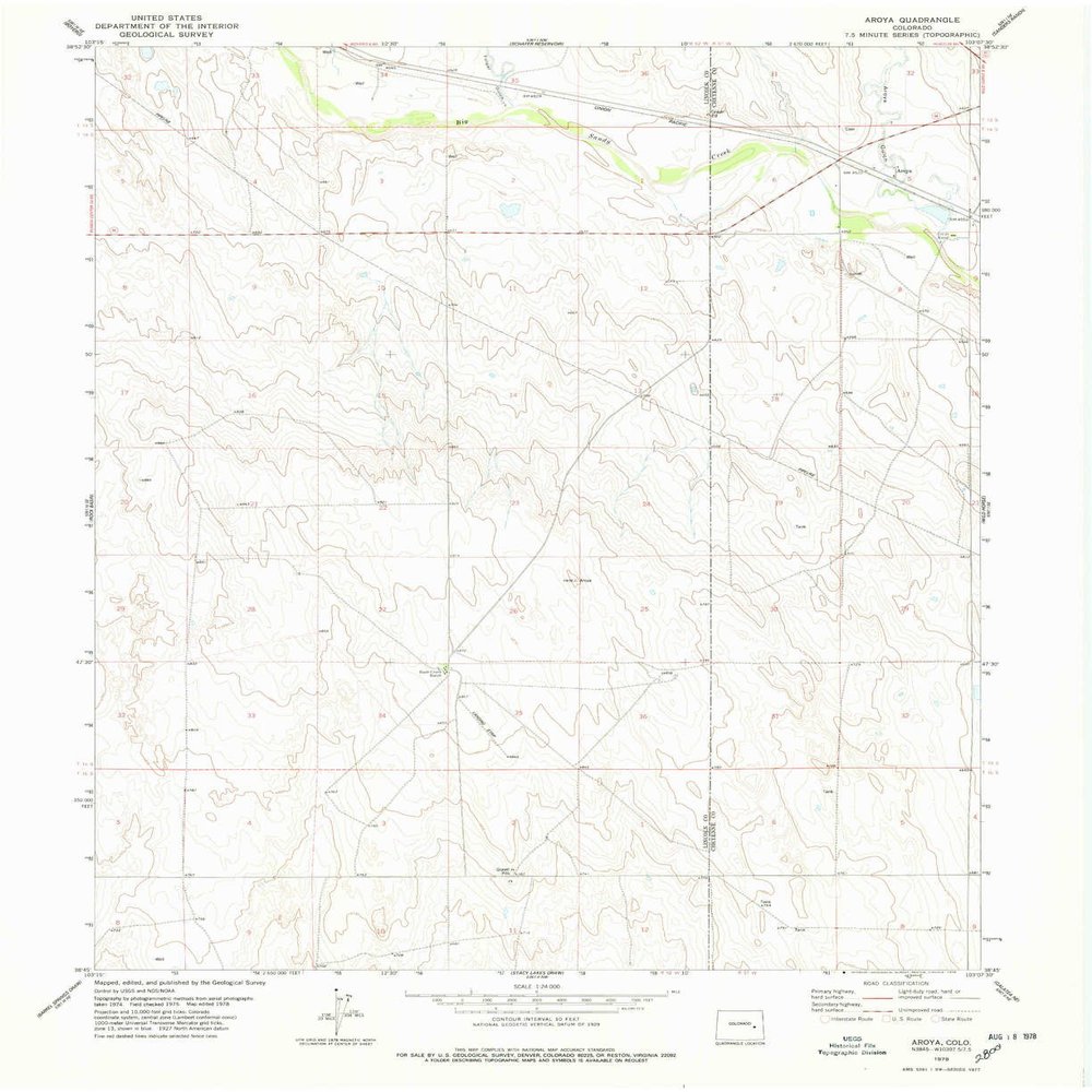 YellowMaps Aroya CO topo map, 1:24000 Scale, 7.5 X 7.5 Minute, Historical, 1978, Updated 1978, 26.8 x 21.9 in - Tyvek