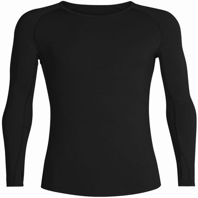 Icebreaker Merino Men's 200 Zone Long Sleeve Crew Neck Shirt, Jet Heather/Black/Mineral, Medium