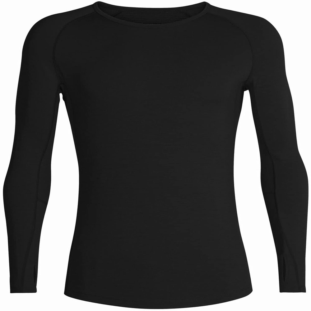 Icebreaker Merino Men's 200 Zone Long Sleeve Crew Neck Shirt, Jet Heather/Black/Mineral, X-Large
