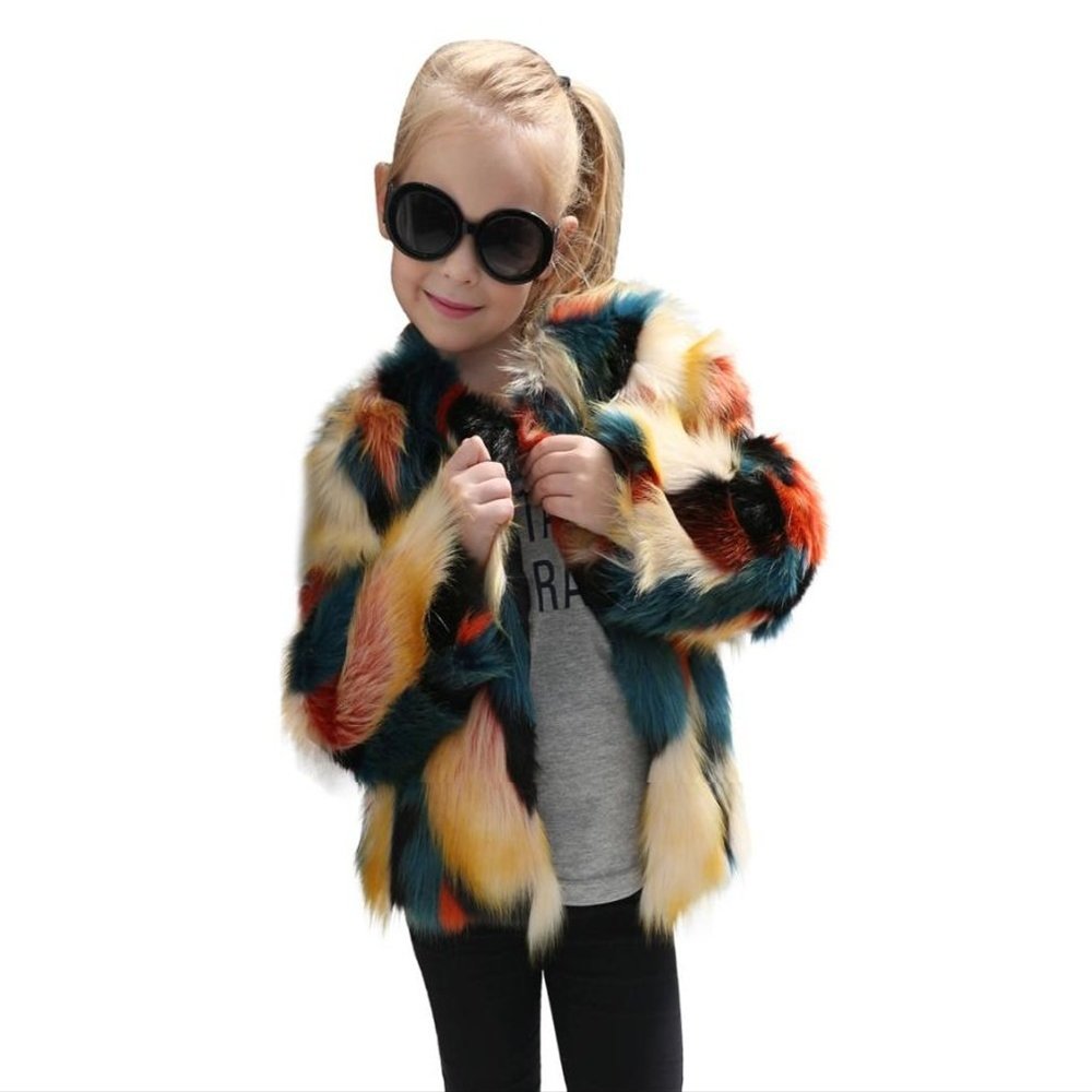 Winter Coat for Toddler Girls Faux Fur Vogue Winter Jacket for Girls (7T)