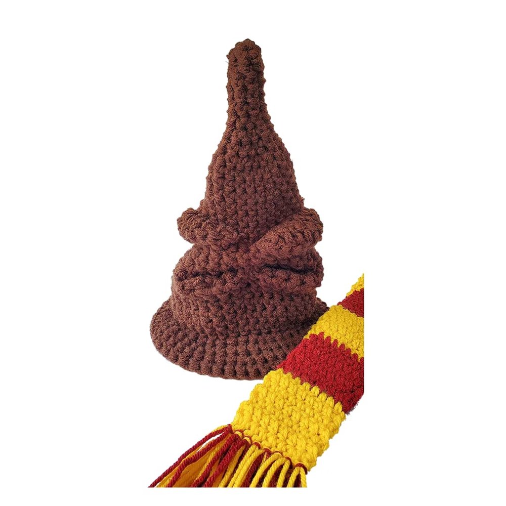 Crochet Newborn Sorting hat Baby Photo Prop Outfit Brown